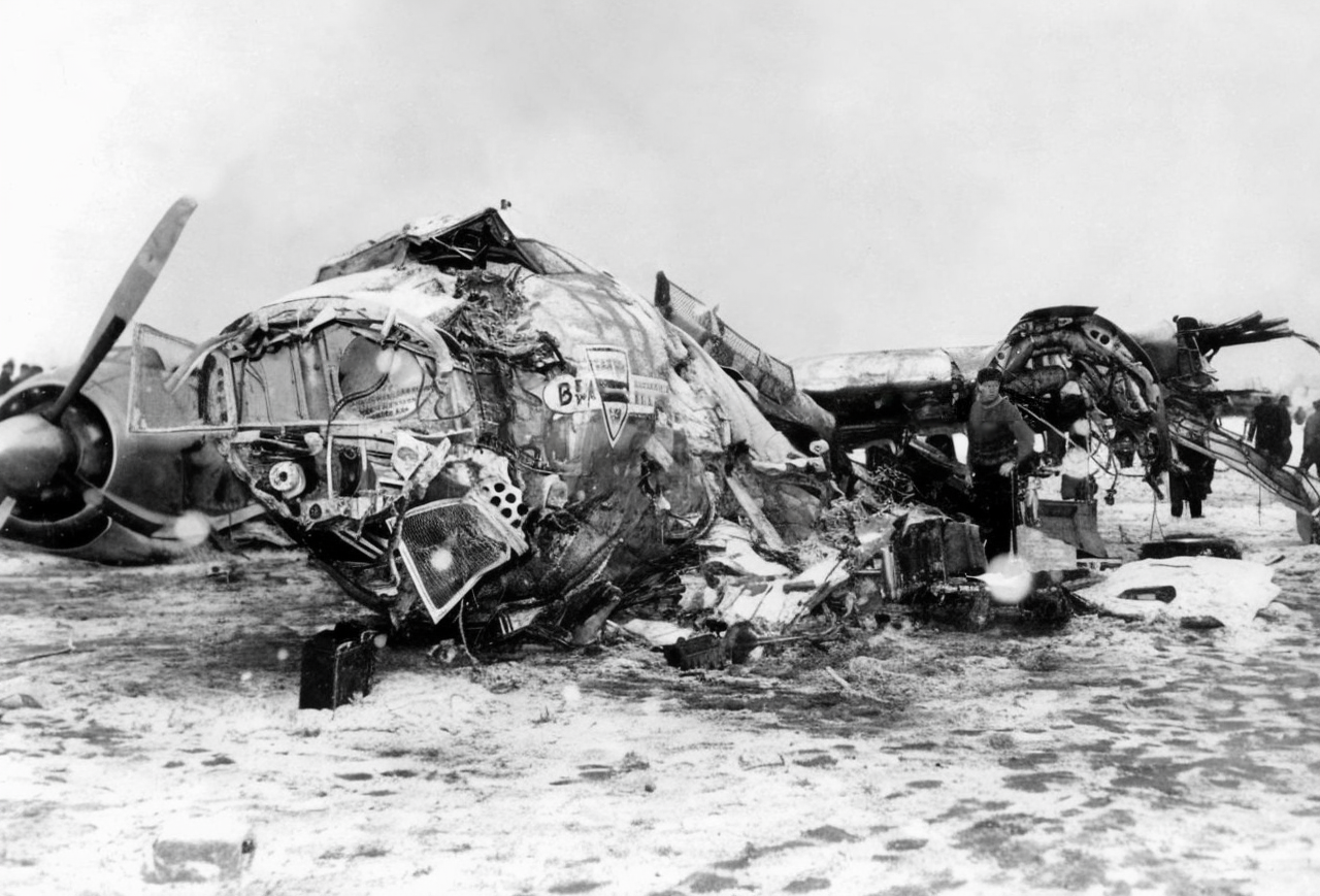 Wreckage following the Munich air disaster, 6 February 1958